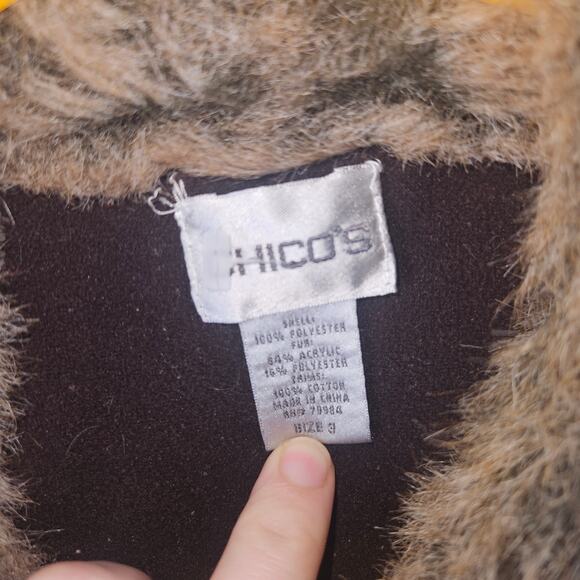 Chico’s Boho Faux Fur Southwestern Vest L  Rustic Tribal Print Festival - Picture 6 of 7